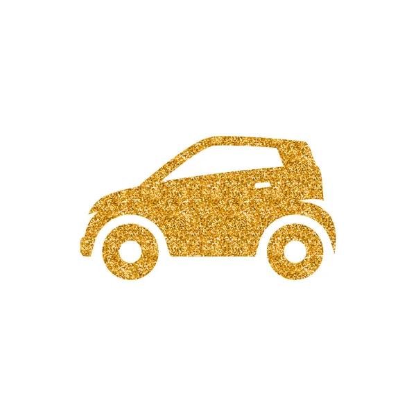 Ícone Carro Textura Dourada Isolado Fundo Branco — Vetor de Stock