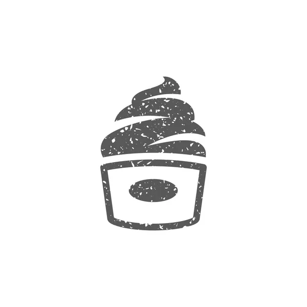 白色背景下的垃圾纹理的冰淇淋图标 — 图库矢量图片
