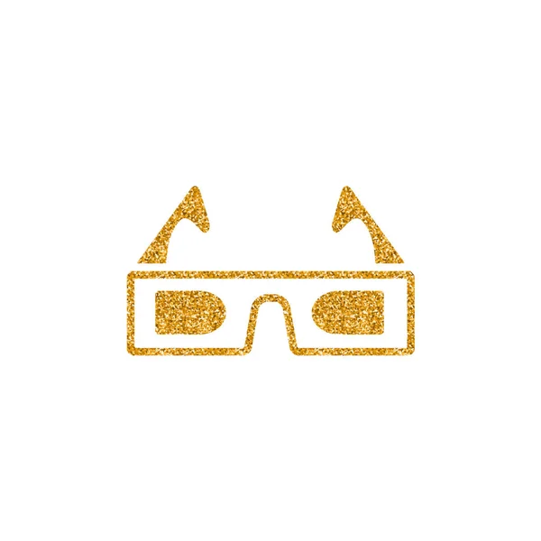 ゴールドラメ テクスチャの メガネのアイコン ベクトル図 — ストックベクタ