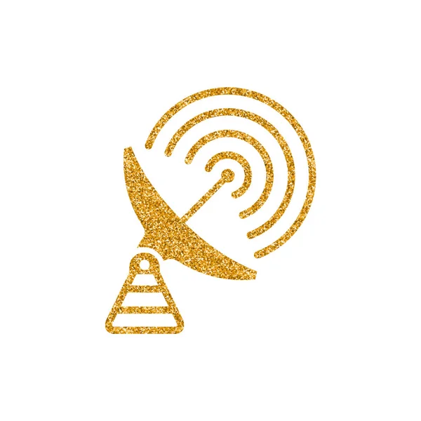 Satellite Receiver Icon Gold Glitter Texture Vector Illustration — Stock Vector