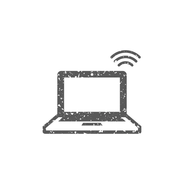 Ikona Laptopa Grunge Tekstur Białym Tle — Wektor stockowy