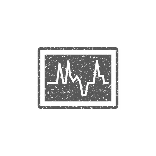 Icono Del Monitor Frecuencia Cardíaca Textura Grunge Aislada Sobre Fondo — Archivo Imágenes Vectoriales