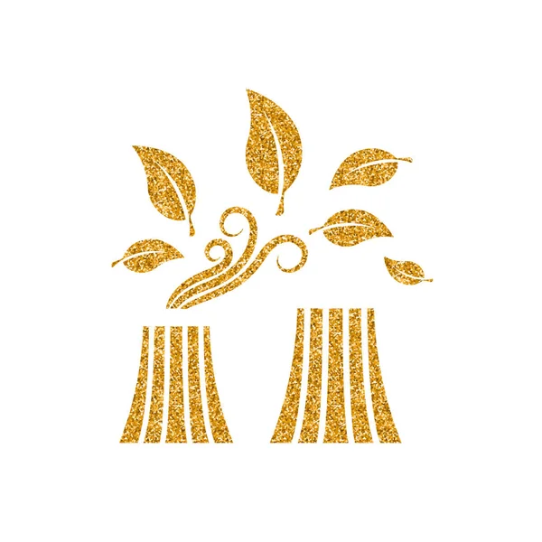 Ядерна Рослина Піктограмою Листя Золотій Блискітці Іскра Розкішний Стиль Векторні — стоковий вектор