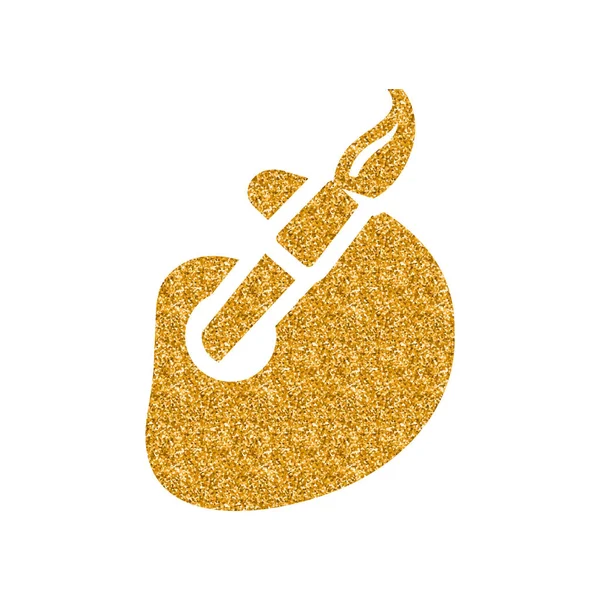 Artist Painting Palette Icon Gold Glitter Texture Isolated White Background — Stock Vector