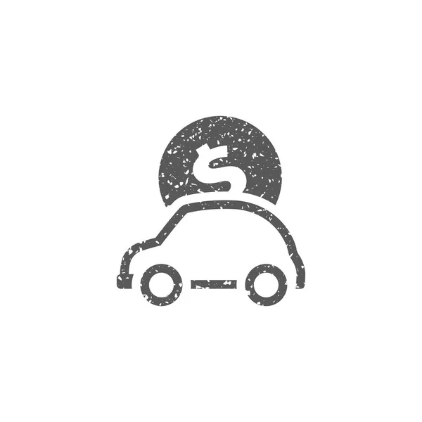 Ikon Piggy Bank Mobil Dalam Tekstur Grunge Terisolasi Pada Latar - Stok Vektor