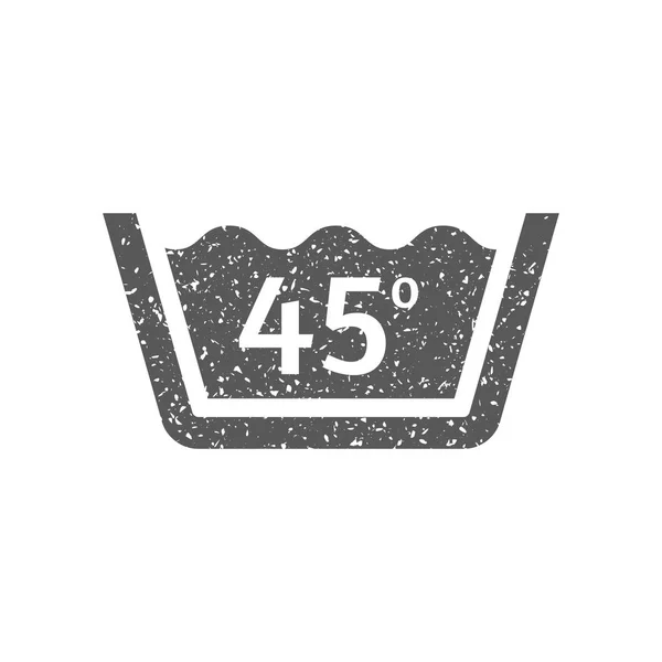 Icono Temperatura Lavado Textura Grunge Aislada Sobre Fondo Blanco — Vector de stock