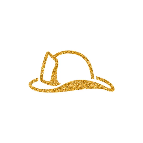 Fireman Hat Icon Gold Glitter Texture Isolated White Background — Stock Vector
