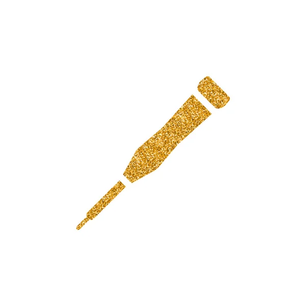 Screwdriver Icon Gold Glitter Texture Vector Illustration — Stock Vector