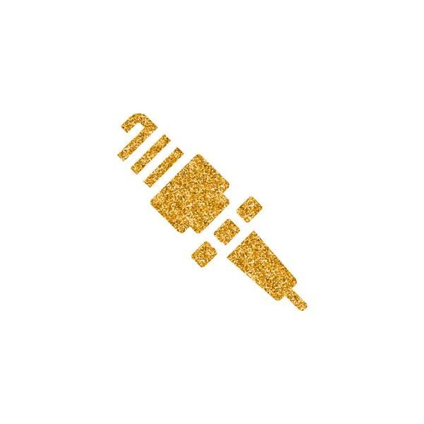 Świeca Zapłonowa Ikona Złoty Brokat Tekstury Ilustracja Wektorowa — Wektor stockowy