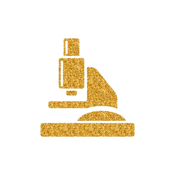 Microscope Icon Gold Glitter Texture Isolated White Background — Stock Vector