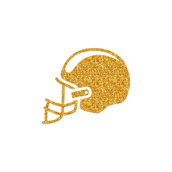 Football Helmet Icon Gold Glitter Texture Sparkle Luxury Style Vector — Stock Vector