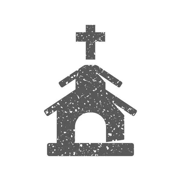 Icono Iglesia Textura Grunge Aislado Sobre Fondo Blanco — Archivo Imágenes Vectoriales