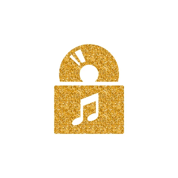 Icona Dell Album Musicale Texture Glitter Oro Illustrazione Vettoriale Stile — Vettoriale Stock