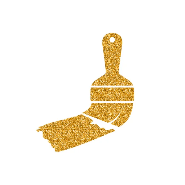 Icona Pennello Texture Glitter Oro Illustrazione Vettoriale — Vettoriale Stock