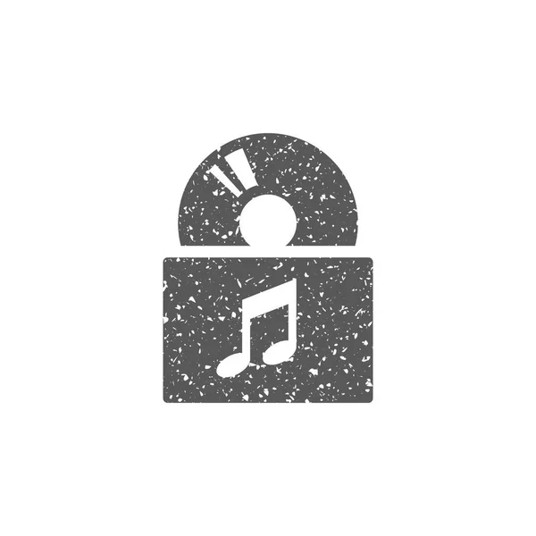 Icône Album Musique Texture Grunge Isolée Sur Fond Blanc — Image vectorielle