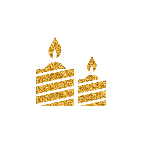 Ikona Świece Złoty Brokat Tekstury Białym Tle — Wektor stockowy