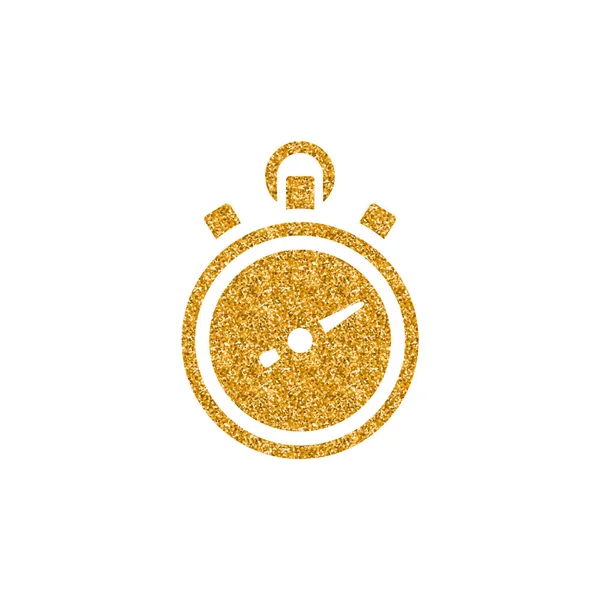 Stopwatch Icon Gold Glitter Texture Vector Illustration — Stock Vector