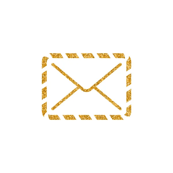 ゴールドラメ テクスチャの手紙アイコン ベクトル図 — ストックベクタ