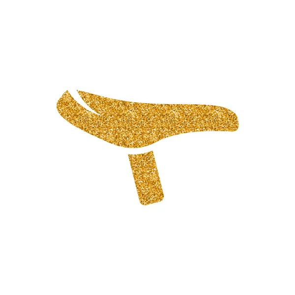 Bicycle Saddle Icon Gold Glitter Texture Vector Illustration — Stock Vector