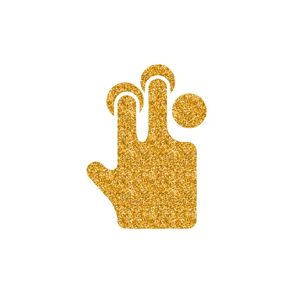 Icono Gesto Dedo Textura Brillo Dorado Aislado Sobre Fondo Blanco — Vector de stock