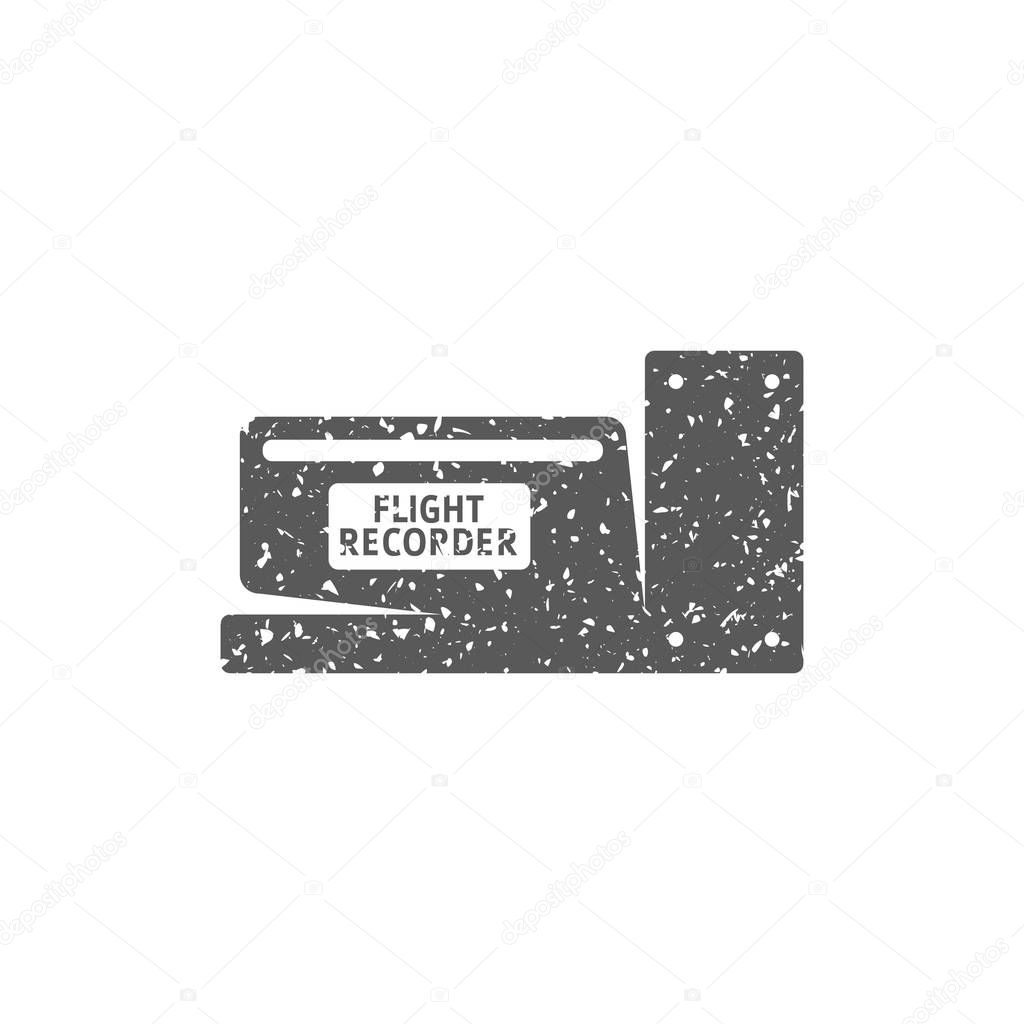 Flight recorder icon in grunge texture isolated on white background