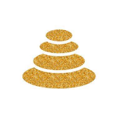 Beyaz arka plan üzerinde izole altın glitter doku yığılmış taş simgesi