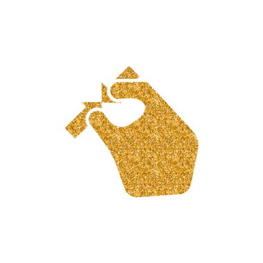 Parmak jest simgesi beyaz arka plan üzerinde izole altın glitter doku