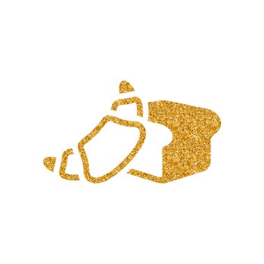 Fırın simgesi beyaz arka plan üzerinde izole altın glitter doku