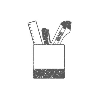 Kalem pot simgesi beyaz arka plan üzerinde izole grunge doku