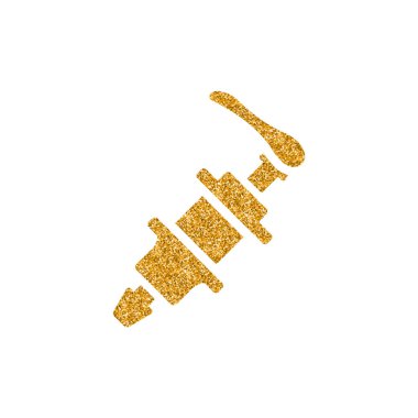 Bisiklet hub simgesi altın glitter doku. Işıltı lüks stil vektör çizim.