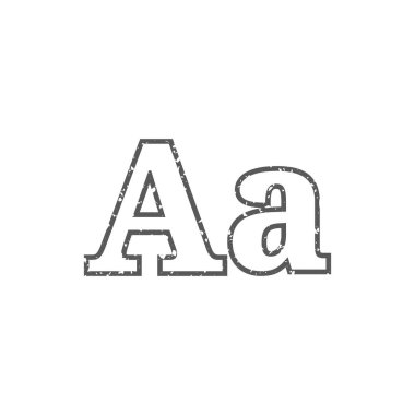 Yazı tipi simgesi beyaz arka plan üzerinde izole grunge doku