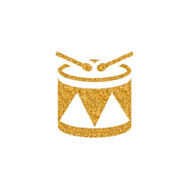 Altın glitter doku davul simgesi. Vektör çizim.