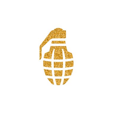 Altın glitter doku el bombası simgesi. Vektör çizim.