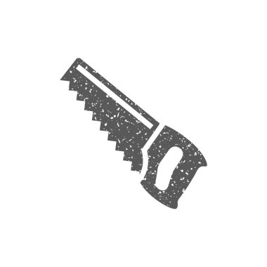 El testere simgesi beyaz arka plan üzerinde izole grunge doku