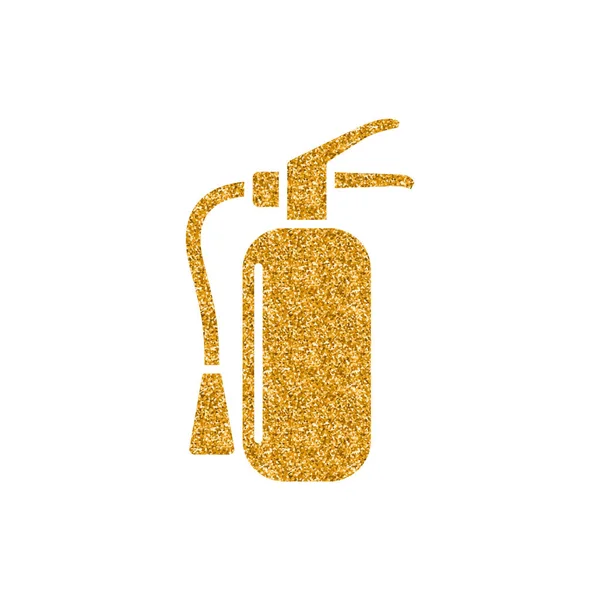 Icono Extintor Fuego Textura Brillo Dorado Ilustración Vectorial — Archivo Imágenes Vectoriales