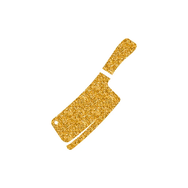 Butcher Knife Icon Gold Glitter Texture Isolated White Background — Stock Vector