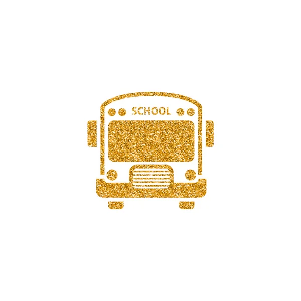 Icona Scuolabus Texture Glitter Oro Illustrazione Vettoriale — Vettoriale Stock