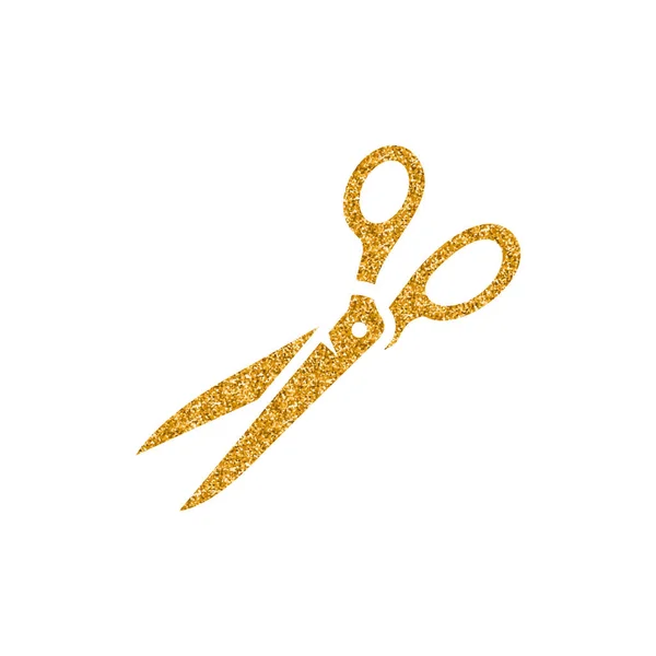 Ikonę Nożyczek Złoty Brokat Tekstury Ilustracja Wektorowa — Wektor stockowy