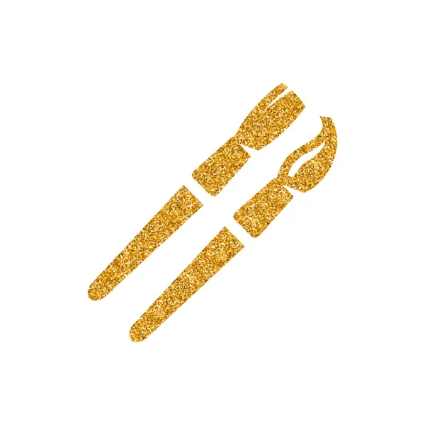 Pinsel Symbol Gold Glitzertextur Vektorillustration — Stockvektor