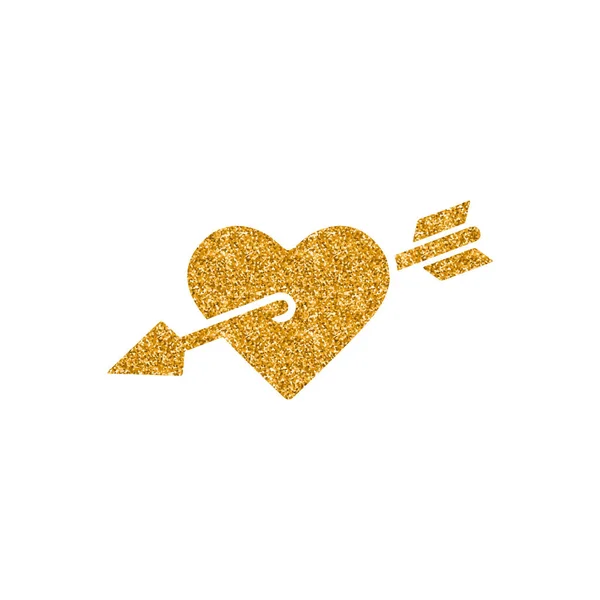 Kalp Simgesi Altın Glitter Doku Vektör Çizim — Stok Vektör