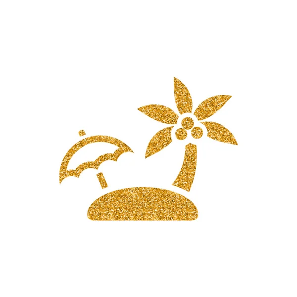 Eiland Pictogram Goud Glitter Textuur Sparkle Luxe Stijl Vectorillustratie — Stockvector