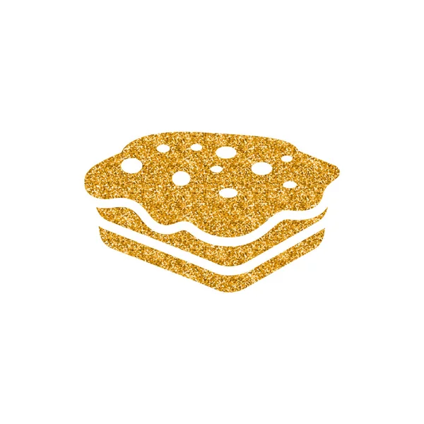 Cake Icon Gold Glitter Texture Isolated White Background — Stock Vector