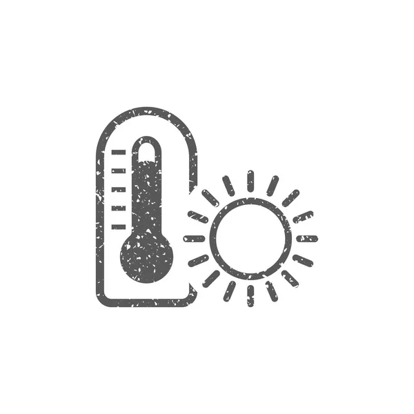 Thermometer Pictogram Grunge Textuur Geïsoleerd Witte Achtergrond — Stockvector