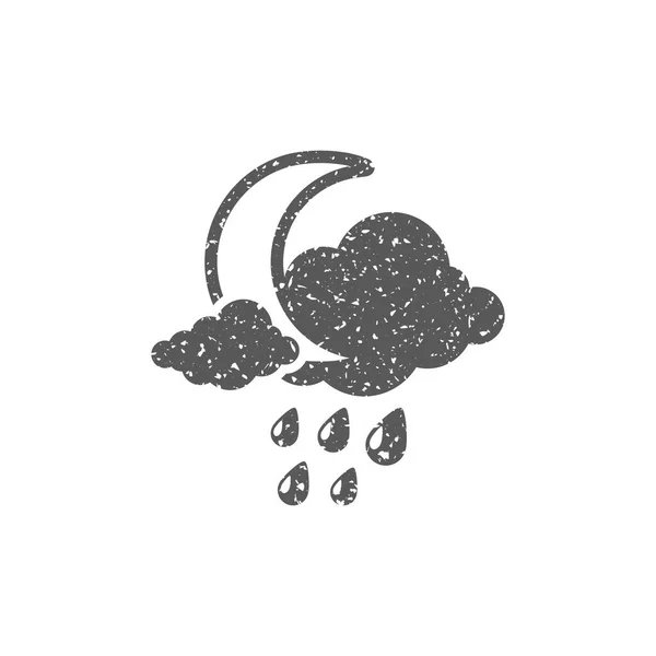 Bewolkte Regenachtige Weerpictogram Grunge Textuur Geïsoleerd Witte Achtergrond — Stockvector