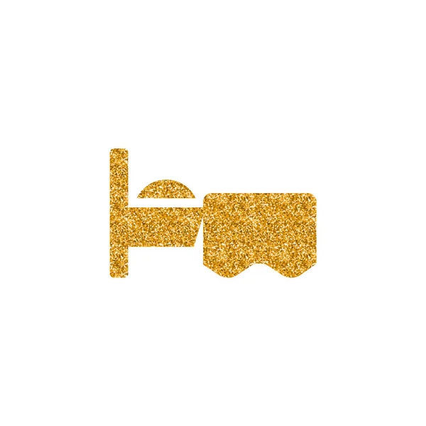 Hotel Symbol Icon Gold Glitter Texture Vector Illustration — Stock Vector