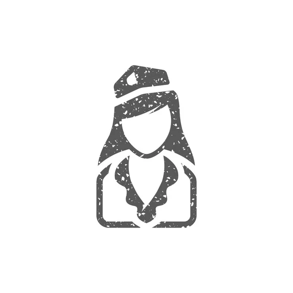 Icône Avatar Hôtesse Texture Grunge Isolée Sur Fond Blanc — Image vectorielle