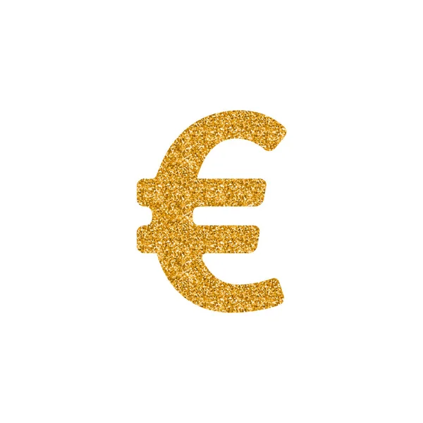 Ícone Símbolo Moeda Euro Ouro Brilho Textura Ilustração Vetorial — Vetor de Stock