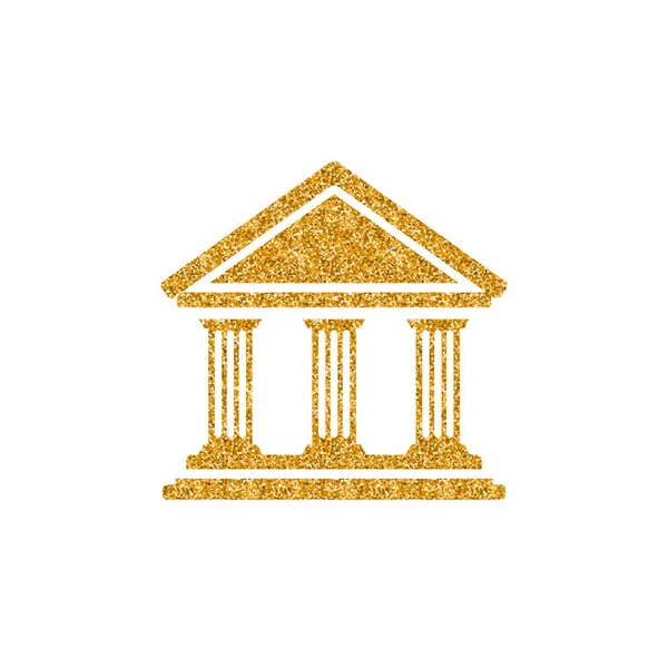 Bank Gebouw Pictogram Goud Glitter Textuur Vectorillustratie — Stockvector
