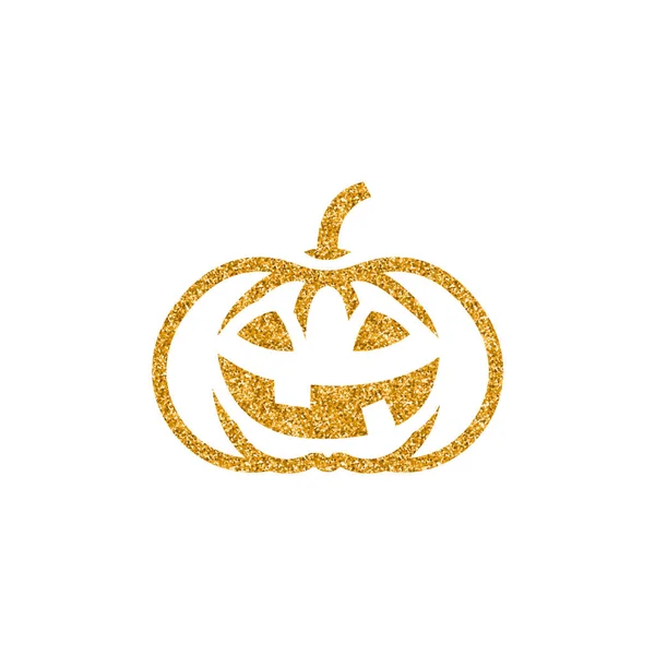 Icono Calabaza Textura Brillo Dorado Aislado Sobre Fondo Blanco — Archivo Imágenes Vectoriales