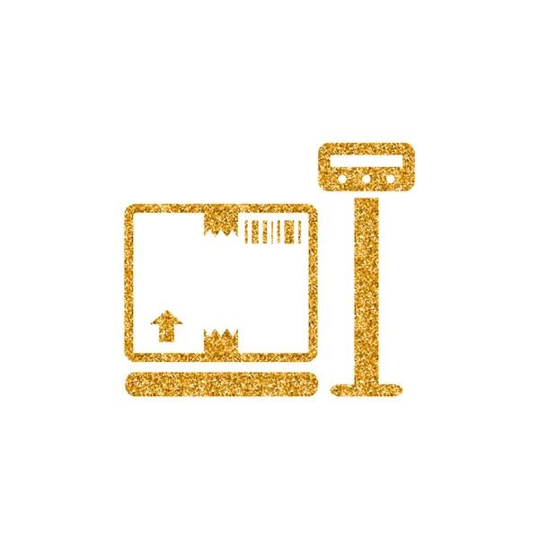 Logistic Scale Icon Gold Glitter Texture Vector Illustration — Stock Vector